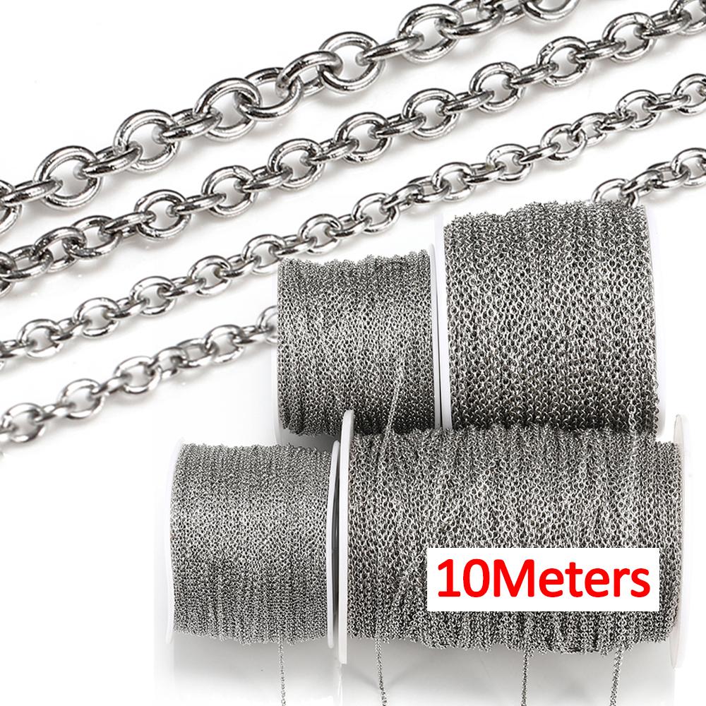 10Meters 2Meters Gold Color Stainless Steel O Shape Link Chain Round Cross Chain Bracelet Necklace DIY Jewelry Making DIY