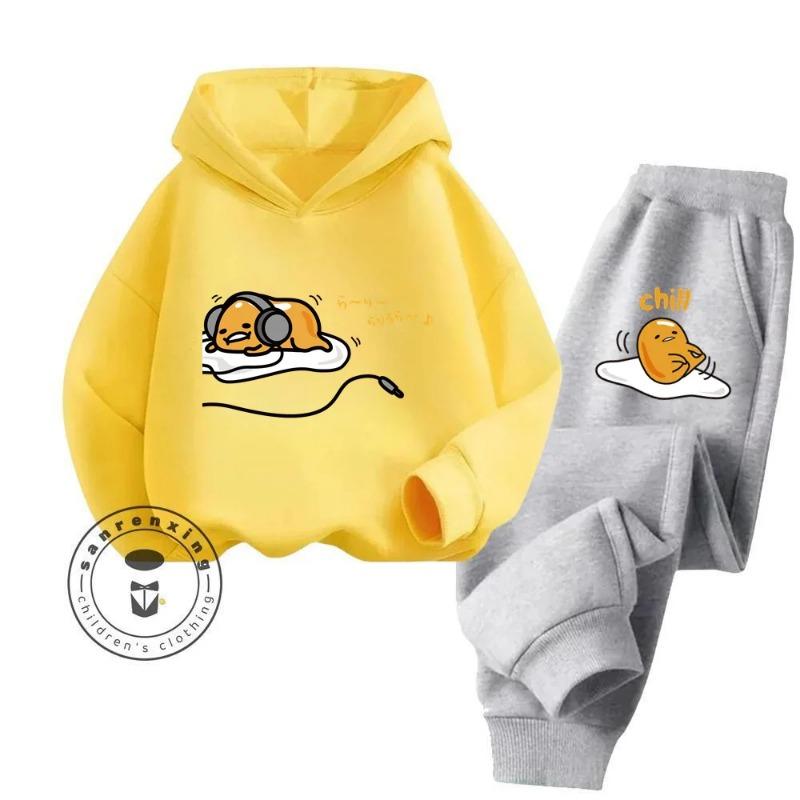 

Набір худі з мультфільмом Gudetama Super Cute Pure Cotton Soft Texture підходить для дітей 3-14 років, Kawaii Home Travel Clothing 130
