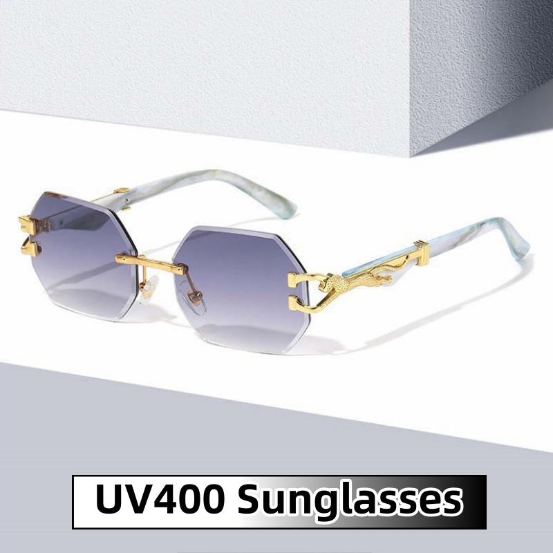 New Versatile Business Frameless Square Sunglasses Travel UV400 Protection Shades Glasses Street Photography Eye Protection