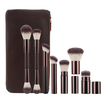 7-Delige Dubbelzijdige Make-up Kwastenset: Poeder, Blush, Intrekbare, Contour, Foundation Kwasten.