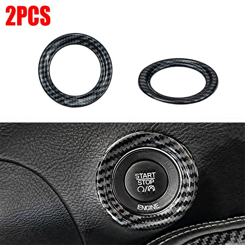 For Dodge Challenger 2015-2020 Engine Push Button Ring Molding Trim Carbon Fiber