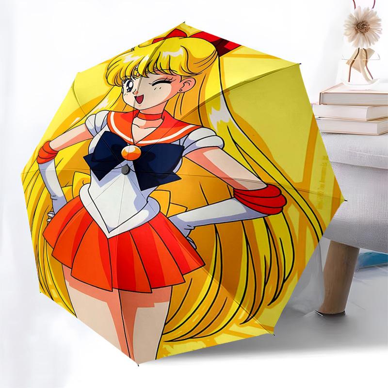 1pc Sailor Moon Inspired Umbrella Auto Open Close, Portable 3-Fold Design, 8-Bone Iron Frame, Outdoor, Perfect Gift for Fans, Travelers, Everyday Use.