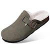 Fashion Shevalues Winter Classic Women's Mules Fur Lined Cozy Female Clogs Slides Cork Footbed Female Potato Shoe With Adjustable Buckle