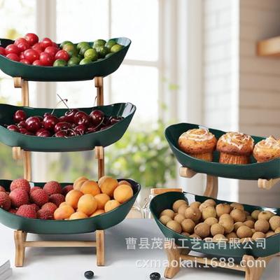Bambusowa wielowarstwowa taca na owoce, taca na przekąski, taca na przekąski na stolik do herbaty w salonie, domowa taca na słodycze, koszyk na owoce