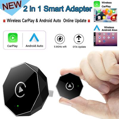 2025 2w1 Bezprzewodowy Carplay&Android Auto Box 2w1 Przewodowy do Bezprzewodowego Dongle Automatyczny Adapter do Połączenia Bluetooth Plug&Play Mini Box