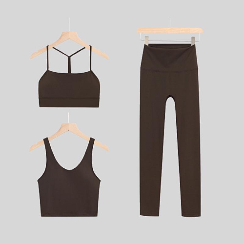 LULU Original Three-Piece Yoga Set: Beautiful Back Y/U-Shaped Vest & Quick-Dry, Breathable Nine-Point Pants for Women