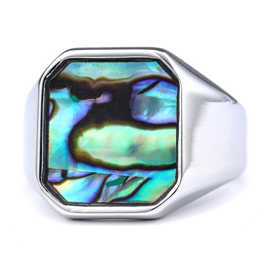Simple Fashion Abalone Shell Glow Ring Stainless Steel Shell Unique Jewelry