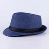 Jazz hat, linen solid color top hat, men's and women's crimped couple's sun hat