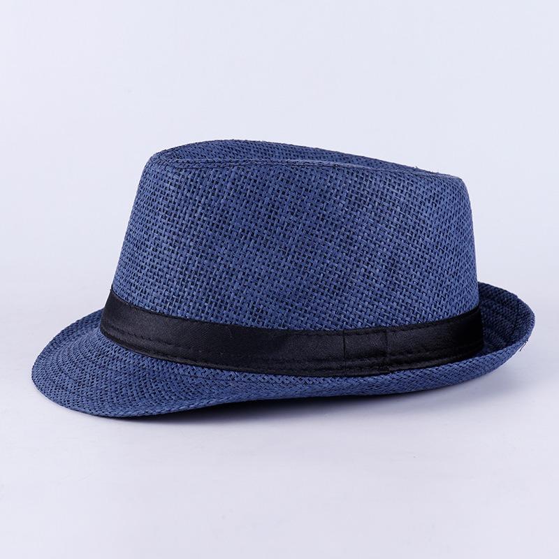 Jazz hat, linen solid color top hat, men's and women's crimped couple's sun hat