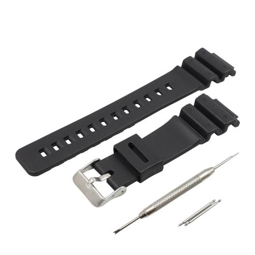 

Сменный ремешок/браслет для часов TARO S для серии CASIO G-SHOCK DW-5600/DW6900, ширина ушка 16 мм (Монтажная ширина 16 мм), Черный ТПУ Уретан [Включает пружину]