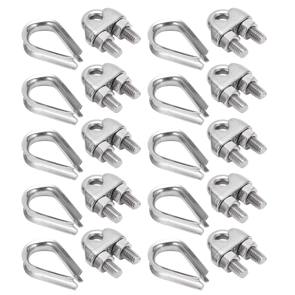 Abrazadera de Cuerda Marina de Acero Inoxidable 304 Resistencia a la Corrosión Collar para Cables de Acero para Cuerdas de Ropa Cuerdas de Tracción