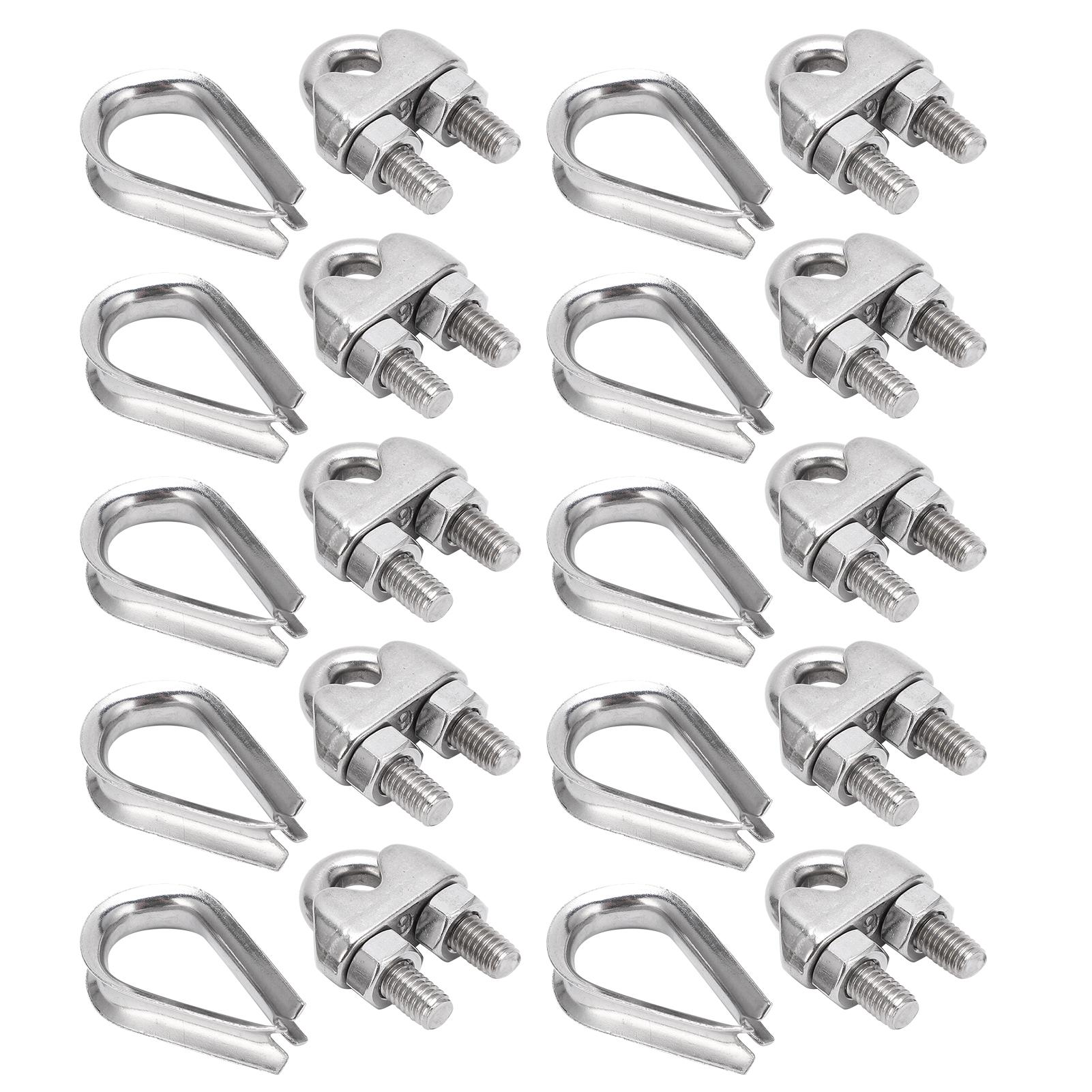 304 Stainless Steel Marine Rope Clamp Rust Resistance Wire Rope Collar for Clothes Ropes Traction Ropes