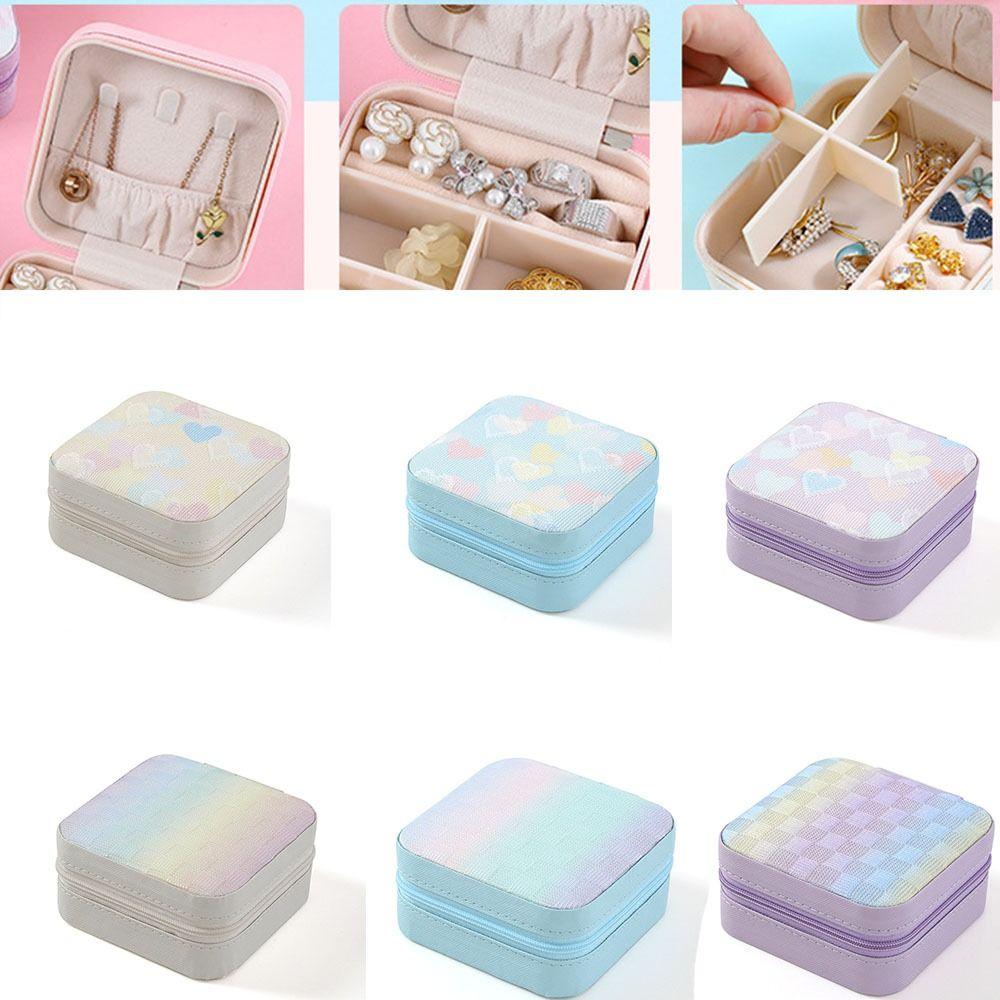 

Pu Leather Pu Jewelry Box Large Capacity Jewelry Organizer Display Necklace Ring Case Girls