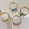 Stainless Steel Adjustable Open Bangle Bracelet With Crystal Rhinestone Heart Charm Women Sweet Style Friendship Jewelry