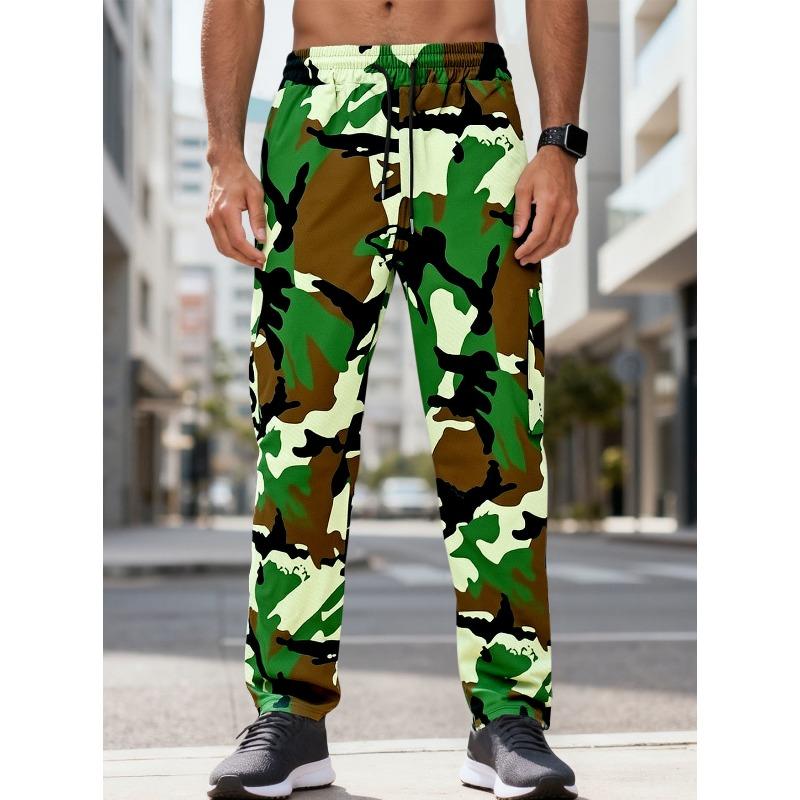 Autumn and winter camouflage printed trousers woven pockets loose casual sports jogging pants