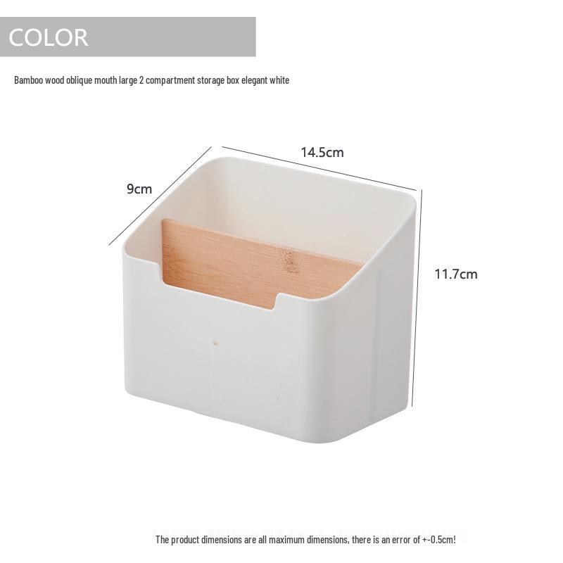 Multifunctional Bamboo & Wood Storage Box: Dividers for Stationery, Makeup, Remote Controls; Partitions Removable.