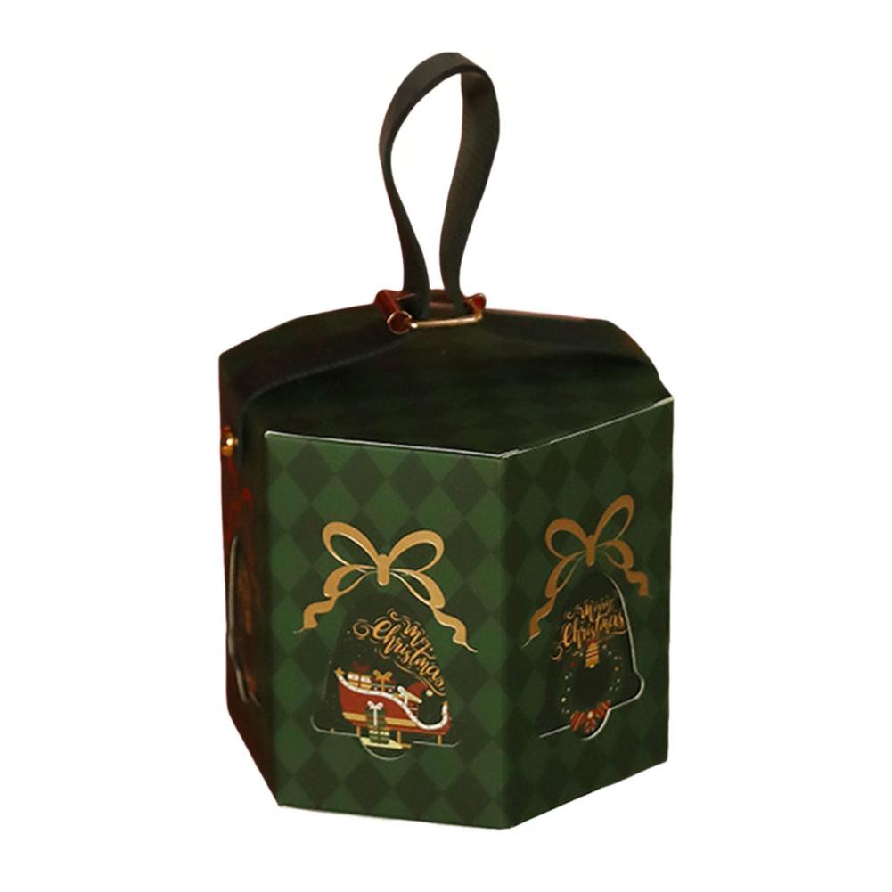 Christmas Gift Box with Handle Cartoon Fruits Candy Treats Goodies Chocolates Storage Box Hexagonal Square Design Packing Box