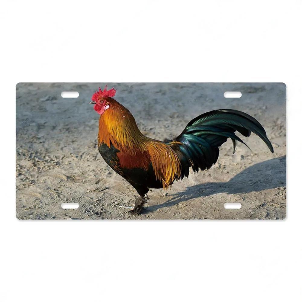Vintage Metal Chicken Licenses Plate Signs Decor Plaque Metal Decoration for Hen House Door Farmhouse