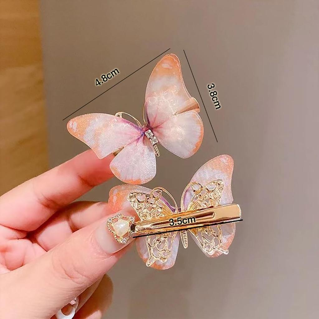 eipatu Hairpins, Hair Clips, Kids Hair Ornaments, 2-Piece Set, Butterfly Design with Artificial Diamonds, Cute and Stylish Hair Accessories for