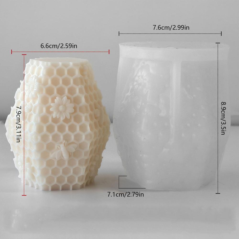 Cylinder Candle Mold Realistic Flexible Easy Release Beehive Shape Cylinder Candle Mold For Adults Beginners Professionals Boys