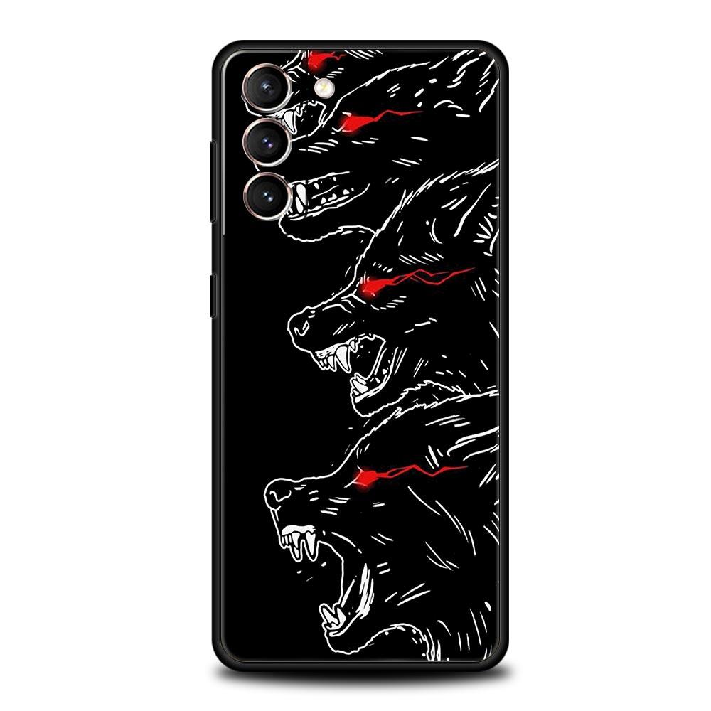 Tierwolf für Samsung Galaxy S22 Ultra S20 S21 FE 5G S10 S9 Plus S10E S8 Telefonhülle Note 10 Lite 20 Weiche schwarze Silikonhülle