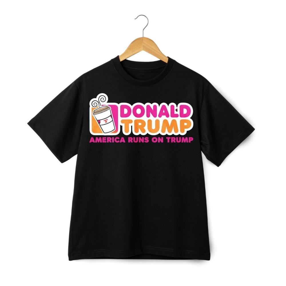 Donald Trump America Runs on Trump Coffee Graphic Political T-Shirt Unisex XL