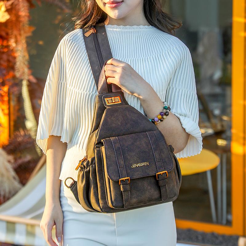 PU Damen Retro Brusttasche Mehrzweck Große Kapazität Umhängetasche Leichter Rucksack