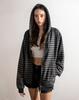 Magorenseoul Vintage Kapuzen-Reißverschlussjacke Gestreift Schwarz
