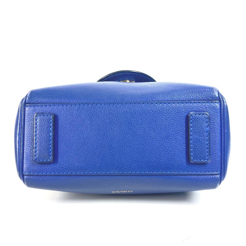 Versace Medusa Logo 2WAY Chain Shoulder Bag Hand Bag Leather Blue