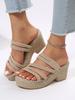 Summer New Woven Hemp Rope Women's Shoes Shoes Wedge Heel Platform Slippers