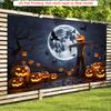 Party Backdrop Halloween Moon Flat Spooky Scarecrow Full Face Hanging Round Photo Background Decor Party Decor
