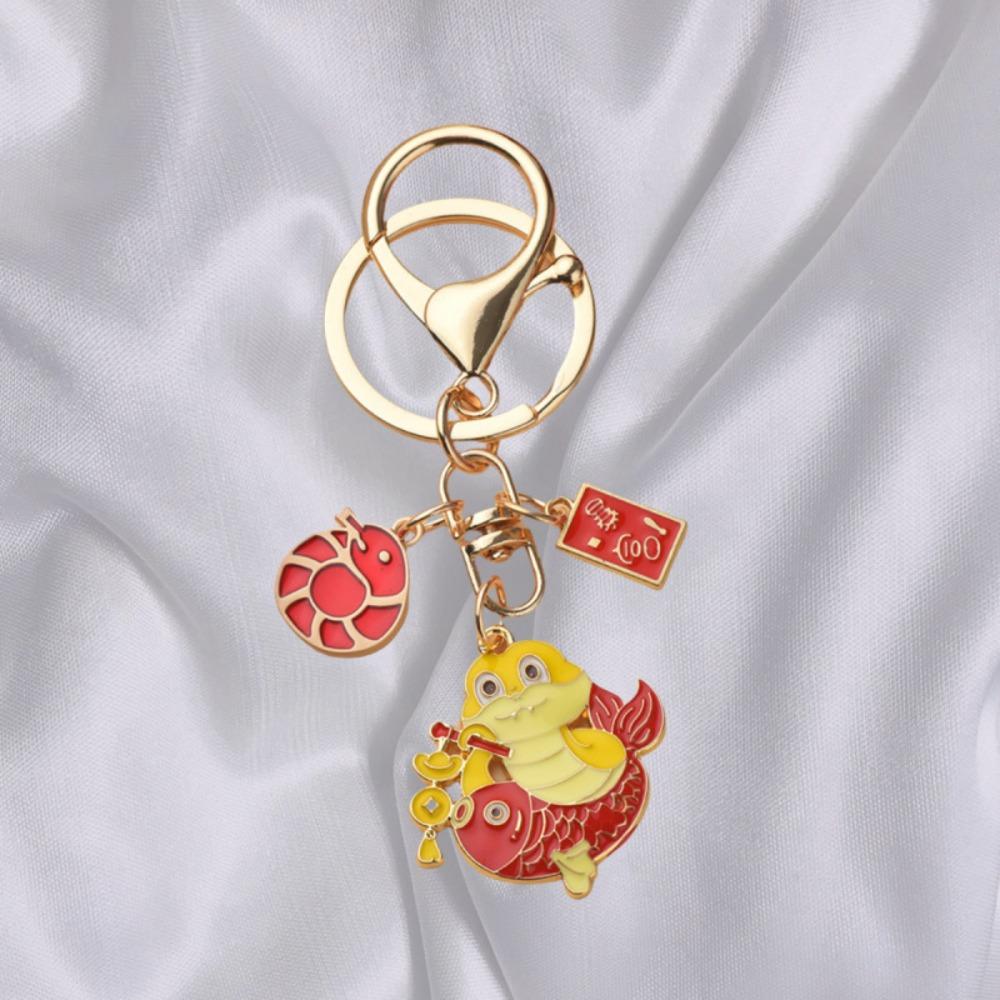 Wealth Snake Year Keychain Chinese Style Cartoon Snake Pendant New Year Key Ring  Year of Chinese