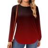 Womens Plus Size Tops Long Sleeve Shirts Round Neck Flowy Tunic Casual Loose Blouse L-5X