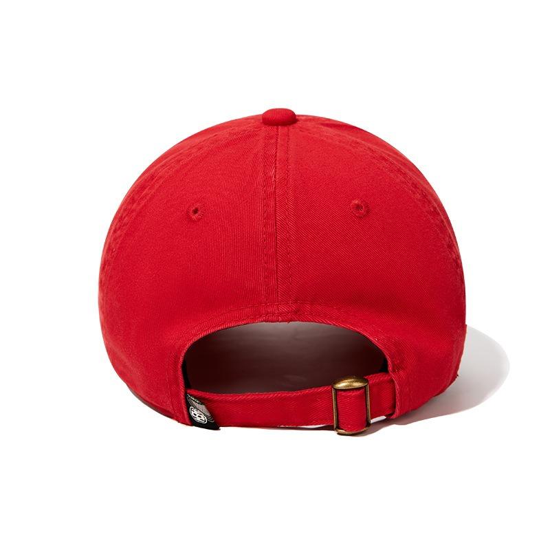 Baseball cap cute puppy embroidery retro red versatile visor production big head circumference cap