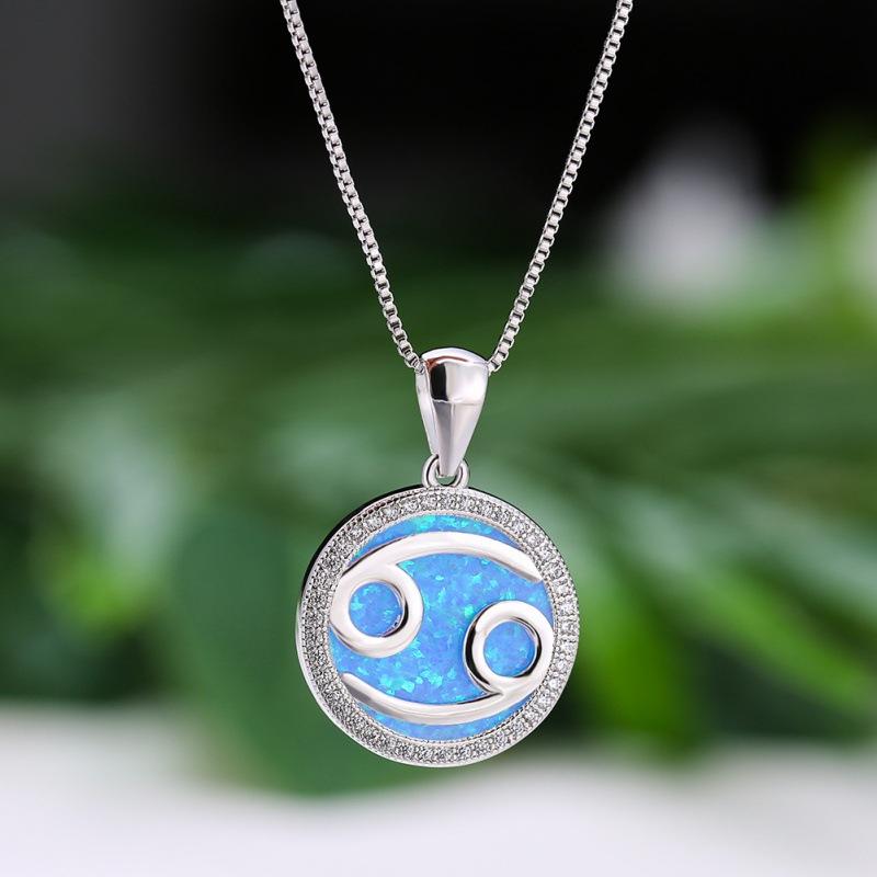 Silver Blue White + White Gold Rose Gold Cancer Necklace Simple Versatile Pendant