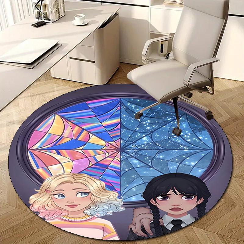 1pc Addams Family Wednesday6 Design Printed Area Round Carpet for Bedroom Living Room Home Decor Rugs Mat Non Slip Mat Rug for Bedside