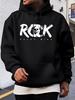 Casual Hoodie with Skull Print - "ROCK Never Dies" Design