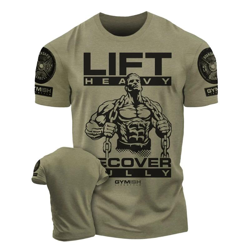 3D Printed Recover Fully Workout T-Shirt Funny Gym T-Shirt High Quality  Men's Short Sleeves Muscle Man Tough Guy T-Shirt