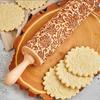 Christmas Rolling Pin With Bird Flower Print Patterns Wooden Embossed 3D Cookie Mold Laser Engraved DIY Baking Tool Dough Roller