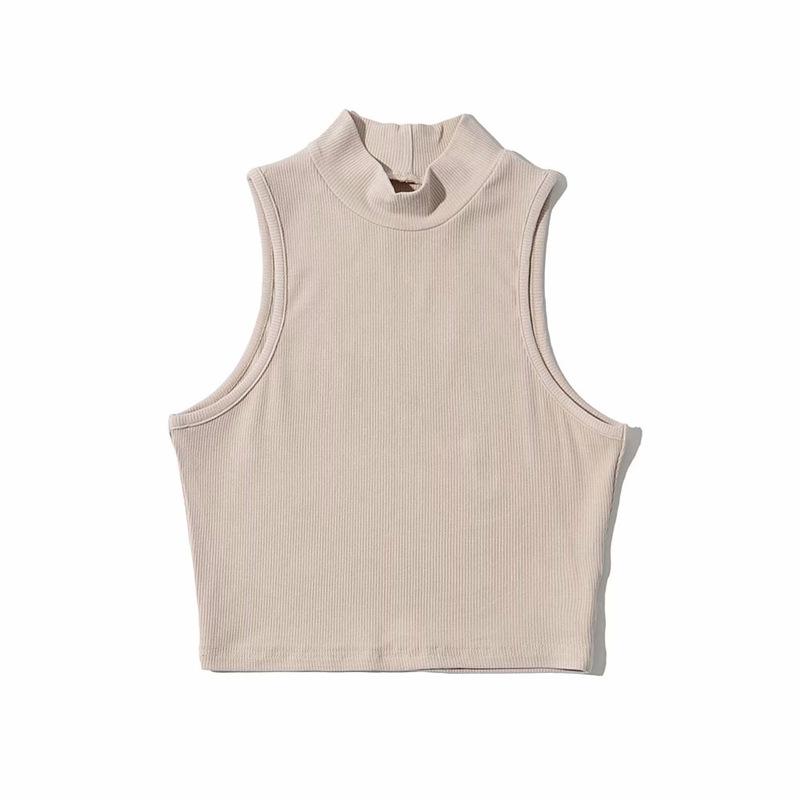 Women's Sleeveless Stand-Collar Slim-Fit Knit Tank Top