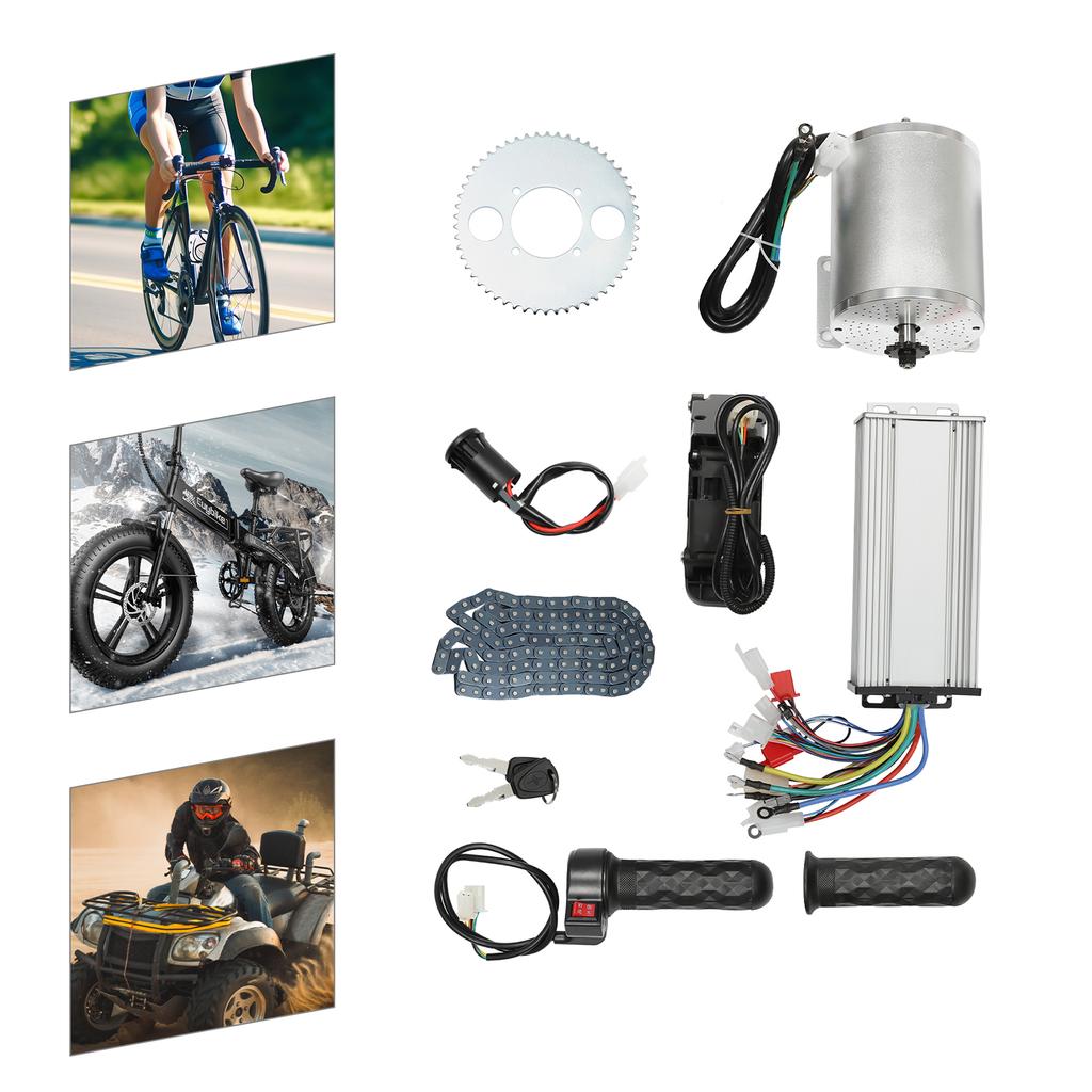 48-72V 3000W Brushless Motor Kit with Controller and Throttle For Electric Motorcycles, Beach Bikes, Go-Karts, Modified Bicycles