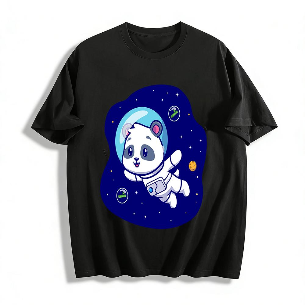 Cute Space Panda Astronaut Print Kids Casual T-shirt Pure cotton T-shirt XXS