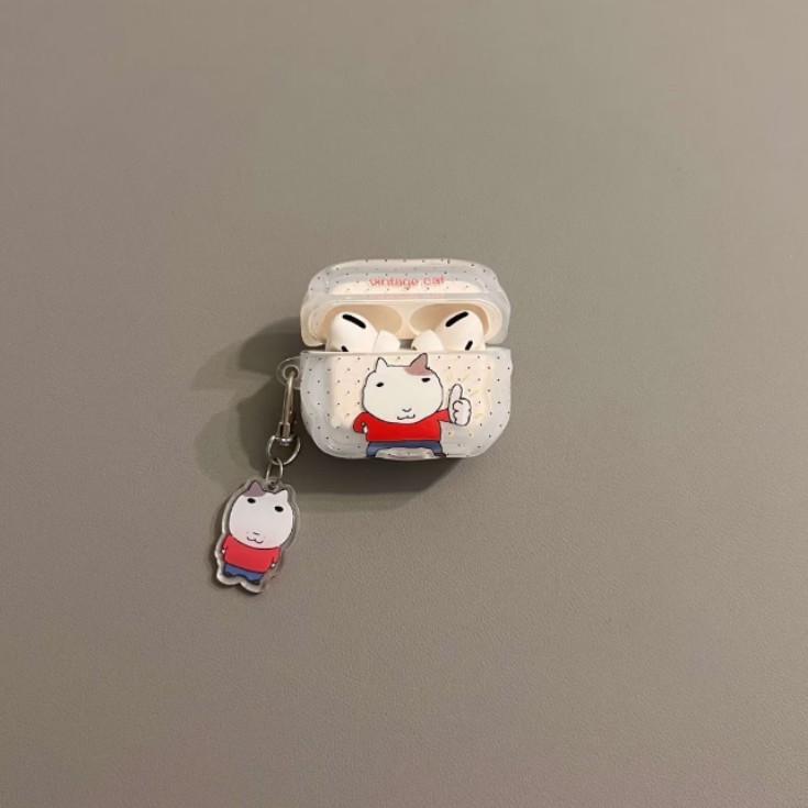 Cute retro cat Vintage Apple AirPods pro1 Bluetooth headset case 1st generation cartoon protective case