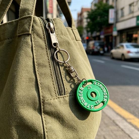 Keychain Pendant Small Barbell Charm Gym Keyring Sports Style Mini Fitness