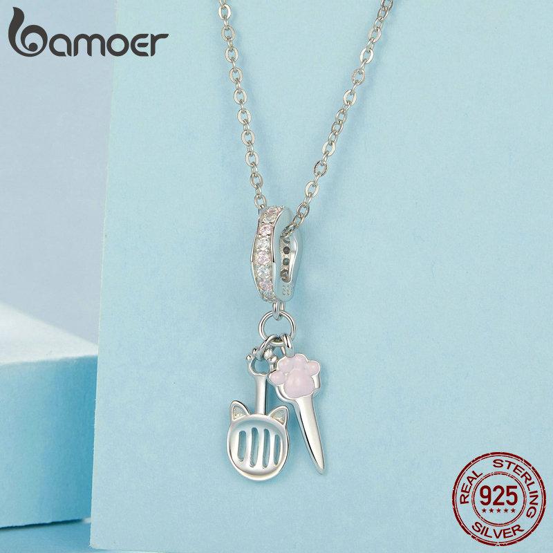 BAMOER 925 Sterling Silver Cute Pet Kit Charm Pendant fit Original Bracelet & Necklaces Jewelry DIY 925 Bamoer Beads