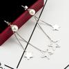 Exaggerated Tassel Fashionable Earrings for Women Imitation Earrings Geometric Five-pointed Star Rear Hanging Pearl Mid-length Earrings