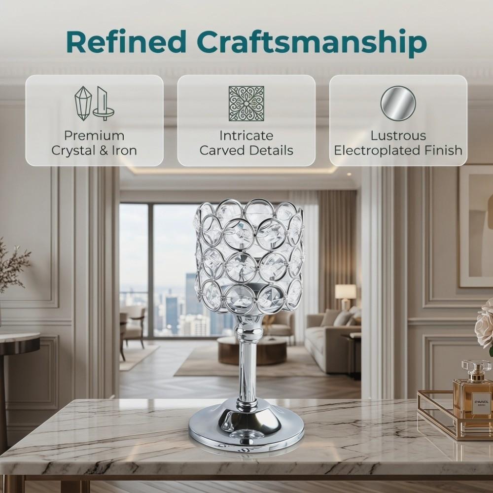8.27x3.15in Crystal Metal Candle Holder Fireplace Home Candle Stand Household Desktop Setup