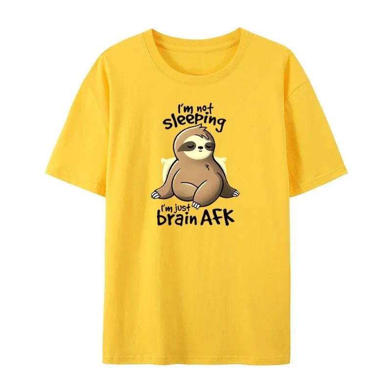 

Я не сплю, я просто мозг Afk Kawaii Sloth Print Clothing Мужская уличная футболка Small Футболка с принтом из хлопка Street Creative XXXXXL серый