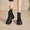 Autumn and Winter New Leather Thick-soled Martin Boots Women's Thick Heel Heightening Short Boots British Style Casual Versatile Locomotive Boots Tide