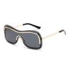 New outdoor cycling sports sunglasses, frameless, stylish, and cool, with a single-piece design and metallic trim, women's sunglasses